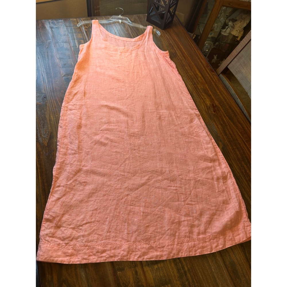 Haven Well Within Coral Pink 100% Linen Sleeveless Shift Midi Dress Womens Large - Picture 5 of 11